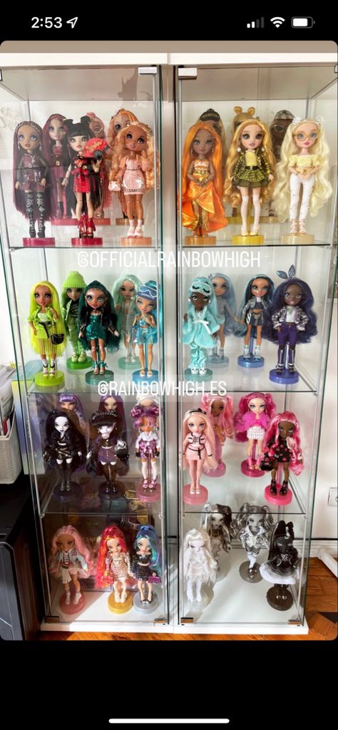 Rainbow High Display, Rainbow High Gallery, Rainbow High Doll Collection Display, Monster High Doll Display, Doll Shelf Display Monster High, Rainbow High, Creative Things, Easter Kids, Pretty Dolls