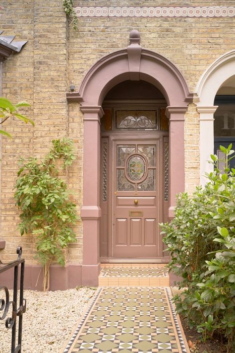 evoke projects ltd victorian property renovation Victorian Terrace Pathway, Front Garden Tiles Victorian Terrace, Victorian Terrace Exterior Paint, Front Of Victorian House, Victorian Terrace Porch, Victorian Front Steps, Victorian Pathway Tiles, Victorian House Front Door, Victorian House Facade