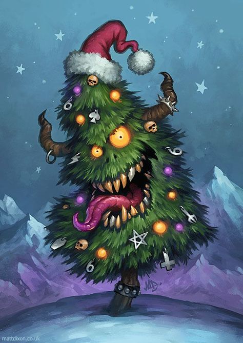 Scary Christmas to everyone Tree Cartoon Images, Evil Christmas, Drawing Creepy, Christmas Tree Cartoon, Monster Scary, Scary Dark, Christmas Classroom Treats, Tree Monster, Tree Cartoon