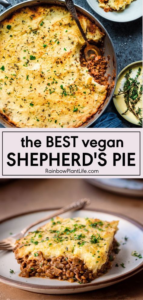 Mashed Potatoes And Cauliflower, Lentil Shepards Pie, Vegan Shepherds Pie, Fluffy Mashed Potatoes, Vegan Lentil, Shepherds Pie Recipe, Desserts Vegan, Vegan Main Dishes, Shepherd's Pie