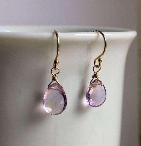 Violet Earrings, Reference Ideas, Light Violet, Gem Earrings, Wrapped Earrings, Earring Wires, Purple Earrings, Pretty Jewelry, Gold Filled Earrings