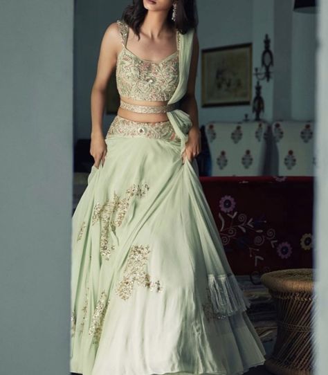 Indian Fits, Nikkah Dress, Lehnga Dress, Designer Bridal Lehenga, Green Lehenga, Indian Gowns Dresses, Ghagra Choli, Indian Gowns, Indian Bridal Outfits