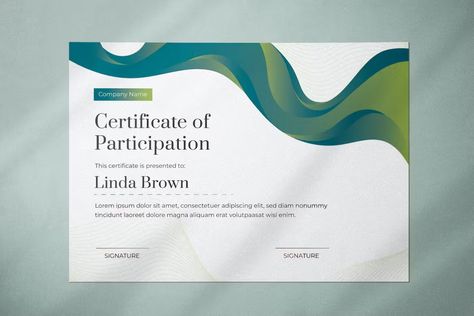 Certificate Of Participation Design, Modern Certificate Design Ideas, Participation Certificate, Certificate Of Participation, Certificate Design Template, Certificate Of Appreciation, Green Palette, Site Plans, Certificate Design