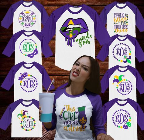 Mardi Gras Shirts, Mardi Gras New Orleans, Monogrammed Bath Towels, Ripped Shirts, Mardi Gras Svg, Princess Invitations, Mardi Gras Shirt, Sublime Shirt, Raglan Shirt