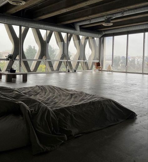 Brutalist Interior Design Bedroom, Brutalism Interior Design, Brutalist Bedroom, Brutalism Aesthetic, Brutalism Interior, Brutalist Interior, Nyc House, Brutalism Architecture, Concrete Interiors