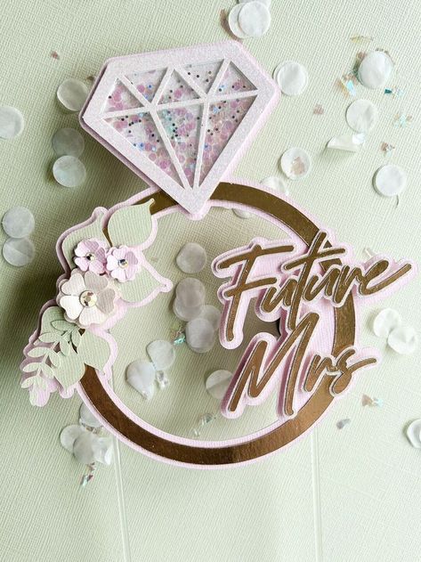 Engagement Ring Cake, Fancy Cake Toppers, Bride To Be Cake Topper, Ring Cake Topper, Bride To Be Cake, Bridal Cake Topper, Cake Topper Engagement, Diy Cake Topper Birthday, Bachelorette Cake