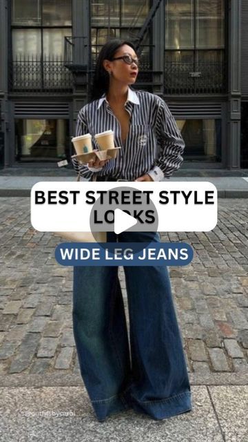 Step up your street style game with wide-leg jeans! 👖✨   In this reel, I'll showcase the best ways to style these trendy jeans for a chic, effortless look. From casual days to night outs, discover versatile outfit ideas that highlight the relaxed yet polished vibe of wide-leg jeans.   Watch now and get inspired! #streetstyle #widelegjeans #fashioninspo #streetstyleinspo  #streetstyleluxe Widelegjeans Outfit Winter, Wide Leg Jeans Outfit Street Style, Wide Leg Denim Pants Outfit, Palazzo Jeans Outfit, Wide Leg Jeans Street Style, Wide Leg Jeans Outfit Ideas, How To Style Wide Leg Jeans, Wide Leg Jeans Outfits, Denim Pants Outfit