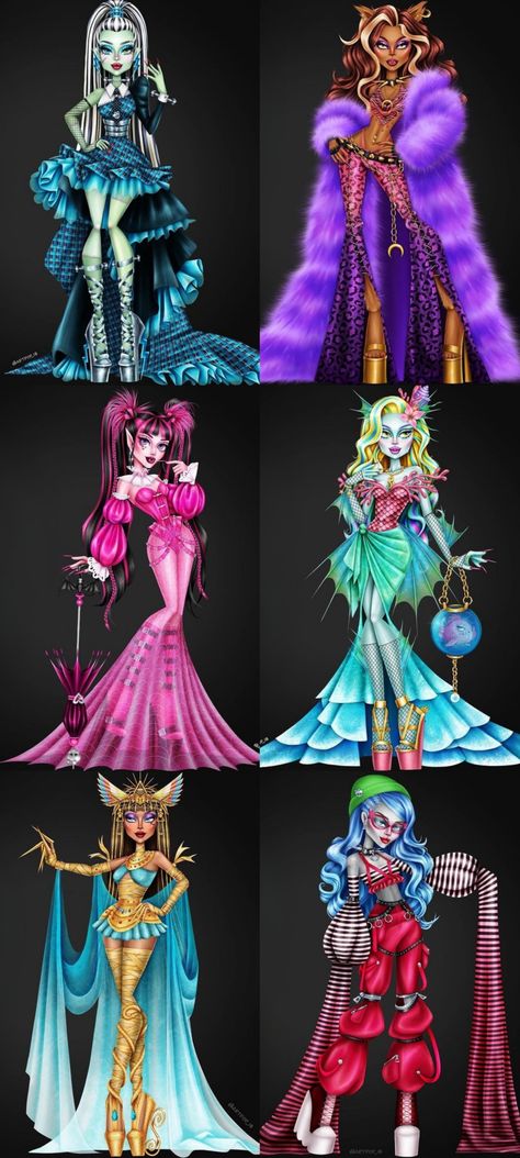 Monster High Prom Dresses, Monster High Dolls Drawings, Monster High X Bratz, Ghoulish Monster High, Monster High Monsters, Monster High Siren, Monster High Art Clawdeen, Monster High Sketchbook, Steampunk Monster High