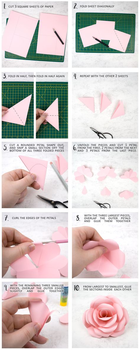 How to Make Simple, Realistic Paper Roses - The Paperbox Flower Crafts Preschool, Simple Paper Flower, Kawaii Diy Crafts, Paper Roses Diy, Origami Rose, Rose Tutorial, Paper Flower Crafts, Easy Paper Crafts Diy, Paper Bouquet