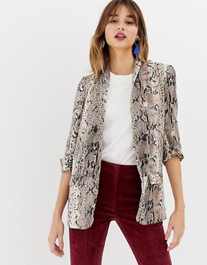 Stradivarius longline blazer in snake print Stradivarius Shoes, Shoes Boots Heels, Blazer Outfit, 2018 Fashion, Boots Heels, Club Style, Printed Blazer, Blazer Outfits, Best Fashion