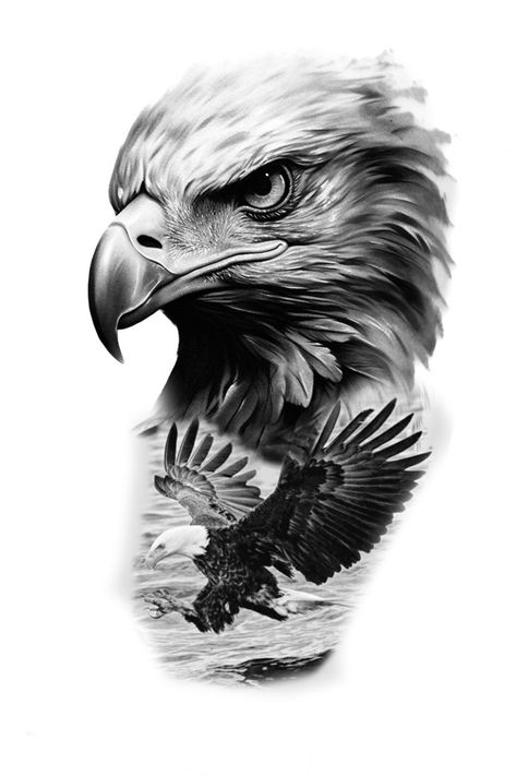 Ultra Realistic Tattoo, Eagle Tattoo On Forearm, Chest Tattoo Eagle, Realism Eagle Tattoo, Realistic Eagle Tattoo Design, Eagle Tattoo Drawing, Eagle Head Drawing, Native American Eagle Tattoo, Black And Grey Tattoo Design