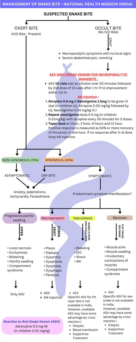 Management of Snake Bite - National Health Mission's (INDIA) Guidelines Medical Nursing, Nursing School Essential, Nursing School Motivation, Snake Bite, Cute Love Photos, Medical Student Study, Snake Bites, Medication Management, Emergency Medicine