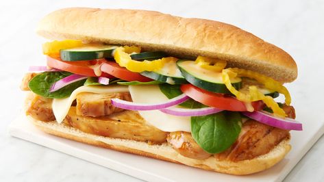 Now you can make your favorite Subway™ footlong at home! You'll only need seven ingredients and 20 minutes to throw together this feel-good take on fast food. It's smart shortcuts, like using cooked frozen chicken and store-bought onion dressing, that make it the easiest dinner ever. Sweet Onion Chicken Teriyaki Recipe, Sweet Onion Chicken, Subway Chicken, Easiest Dinner, Teriyaki Recipe, Teriyaki Glaze, Cooking Frozen Chicken, Chicken Teriyaki Recipe, Chicken Teriyaki