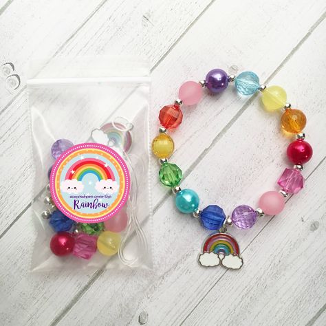 8 Rainbow DIY Bracelet Birthday or Slumber Party Favor | Etsy Slumber Party Activities, Slumber Party Favors, Rainbow Activities, Rainbow Diy, Diy Rainbow, Summer Crafts For Kids, Diy Charm Bracelet, Bracelet Kits, Rainbow Party