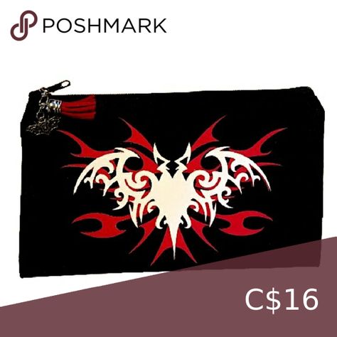 Handmade pencil case (HTV)  goth bat alt 驪 red black white Red Pencil Case, Punk Vampire, Handmade Pencil Case, Vampire Bats, Alt Goth, Red Pencil, Emo Y2k, Cute Bat, Vampire Bat