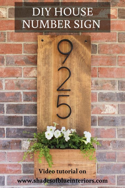 House Numbers Diy, Custom House Numbers, Modern House Number, Diy Home Decor Ideas, Diy Outdoor Decor, White Planters, House Number Sign, Number Sign, Address Plaque