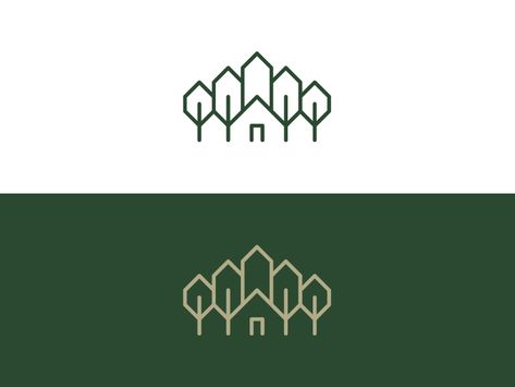 Cabin / Church / Forest logo by Jan Meeus Pumpkin Logo, Forest Tattoo Sleeve, Forest Animals Illustration, Ideal Logo, Forest Logo, Johanna Basford Enchanted Forest, Forest Tattoos, Church Logo, 강아지 그림