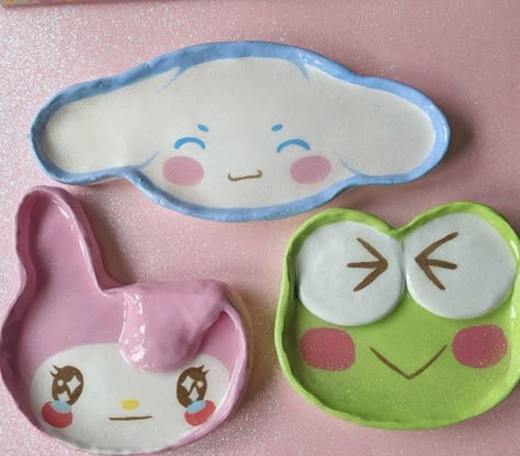 My Melody Clay Tray, Sanrio Clay Tray, Spoon Rest Clay Diy, Clay Art Sanrio, Sanrio Clay Ideas, Sanrio Clay Art, Aesthetic Clay Art, Kawaii Clay Ideas, Sanrio Clay