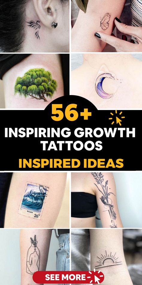 Celebrate your journey of personal growth through powerful growth tattoos that embody resilience, progress, and self-improvement. Each tattoo represents your inner strength and triumph over challenges to blossom into the best version of yourself. Whether you opt for a flourishing plant, a soaring bird, or an inspiring quote, your ink serves as a constant reminder of your dedication to growth and empowerment. Growth Tattoos, Seed Tattoo, Phoenix Back Tattoo, Tree Branch Tattoo, Growing And Glowing, Willow Tree Tattoos, Blade Tattoo, Shoulder Blade Tattoo, Branch Tattoo