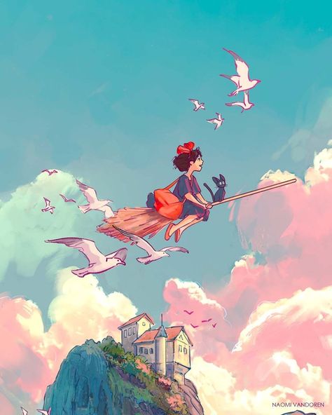 Kikis Delivery Service Art, Painting Mediums, My Strengths, Studio Ghibli Fanart, Personajes Studio Ghibli, Studio Ghibli Background, Studio Ghibli Characters, Ghibli Artwork, Kiki's Delivery Service