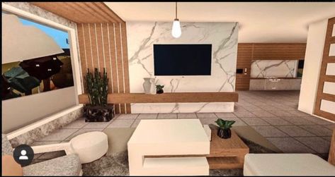 Bloxburg Ideas Modern, Bloxburg Modern Interior Ideas, Bloxburg Lounge Ideas, Sala Bloxburg, Apartment Bloxburg, Roblox Decor, Bloxburg Interior, Blox Burg, Roblox House