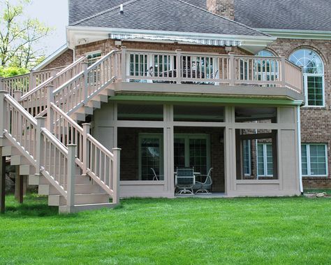 Walkout Basement Patio, Patio Under Decks, Covered Backyard, Under Deck, Porch Addition, Patio Deck Designs, Under Decks, Sunroom Designs, House Landscaping