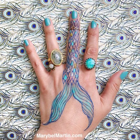 Mermaid Hand Tattoo. I drew this wondering how it would look. Go big or go home. Should I do it? Tattoo Bicycle, Traditional Tattoo Symbols, Chameleon Tattoo, Butterfly Hand Tattoo, Mermaid Tattoo Designs, Bicycle Tattoo, My Tattoos, Mermaid Artwork, Pokemon Tattoo