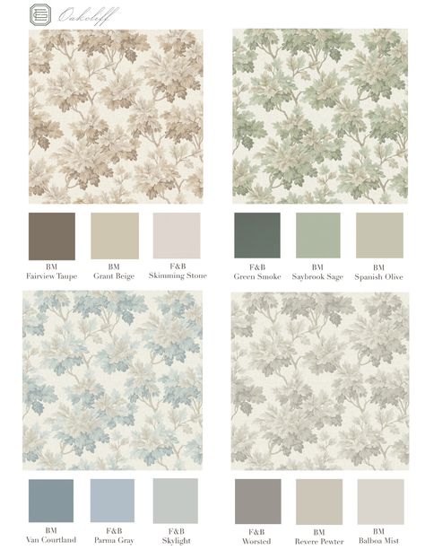 Elements of Style - Paint and Wallpaper Pairings Accent Paint Colors, Erin Gates Design, Modern Farmhouse Dining Room, Entertaining House, Paint Combinations, Modern Farmhouse Dining, Dining Room Wallpaper, Paint Matching, Wallpaper Patterns