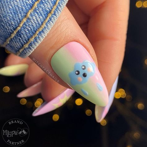 ☁️ Pastel Cuteness ☁️ Inspired by the super talented @amyhastingstextiles • I couldn’t resist doing another hand ☁️ Everything… | Instagram Nails Mushroom, Nails Clouds, Clouds Nails, Nails File, Acrylics Nails, Nails Orange, Nails Pastel, Pastel Ombre, Orange Stick