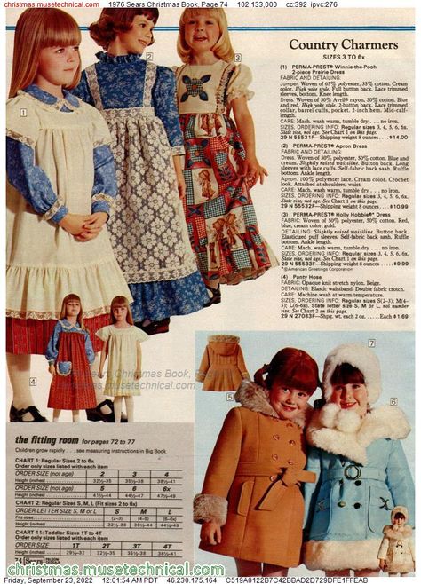 1976 Sears Christmas Book, Page 74 - Catalogs & Wishbooks Vintage Girls Clothes, Tunic Sewing Patterns, Vintage Childrens Clothing, Dolly Fashion, Vintage Kids Clothes, Seventies Fashion, Clothes Vintage, Childrens Clothing, Christmas Book