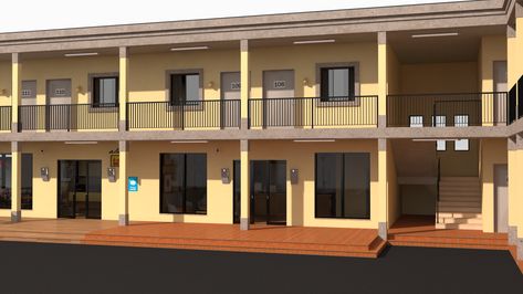 Motel Preview - 3DOcean Bloxburg Motel, Factory Building Design, School Building Plans, House Plans South Africa, Apartment Block, Bloxburg Builds, Project House, Building Layout, House Floor Design