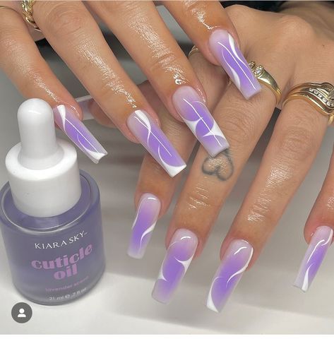 Purple Acrylic Nails, Airbrush Nails, French Acrylic Nails, Ombre Nail Designs, Fire Nails, Coffin Nails Designs, Pretty Acrylic Nails, Nail Technician, Dope Nails