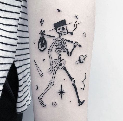 Skeleton Tattoo Ideas, Skeleton Tattoo, Sharpie Tattoos, Skeleton Tattoos, Weird Tattoos, Aesthetic Tattoo, Halloween Tattoos, Blackwork Tattoo, Design Drawing