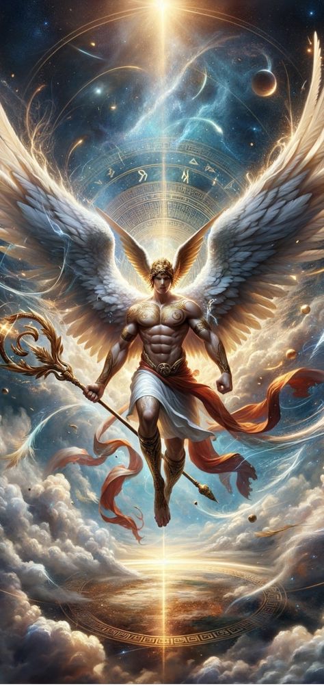 Gods Angels Quotes, Angel Warrior Male, Saint Michael Angel, Hermes God, Warrior Angel, Male Angels, Greek Goddess Costume, Elf Art, Goddess Costume