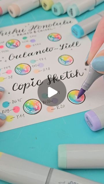 Mona Tóth | Cardmaking & Photography on Instagram: "✨️Save this bubble coloring tutorial for your next cardmaking project! 🎨  In the tutorial, you can see @ohuhuart Ohuhu Honolulu markers, Crelando markers from @lidlsk , and Copic Sketch markers in action.   For the highlights, I used @sakura_europe Sakura Gelly Roll 10 White Pigment Ink.   The adorable images were stamped from the Scripty Bubble Sentiments by @lawnfawn with Jet Black ink on a piece of Neenah Solar White cardstock.   ❤️ Did you enjoy this ASMR coloring tutorial?  So, what should I color next?  Let me know in your comment! 😍  #asmrsounds #copics #ohuhumarkers #cardmaking #crelando #coloringtutorial #rainbowlover #stamping" Ohuhu Copic Conversion Chart, Ohuhu Tutorial, Alcohol Marker Tutorial, Bubble Coloring, Alcohol Marker Art, Marker Techniques, Coco Wyo, Copic Markers Tutorial, Ohuhu Markers