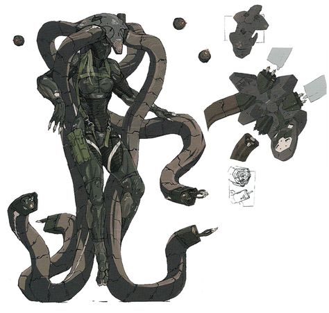 Octopus Concept Art, Online Games Facebook, Metal Gear Solid 4, Yoji Shinkawa, Metal Gear Rising, Gear Art, Arte Robot, Robots Concept, Metal Gear Solid