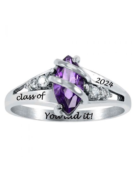 PRICES MAY VARY. ❤Graduation gift: This custom ring can be engraved with a name and a custom birthstone to make the ring unique, perfect as a graduation gift for a classmate, friend, daughter, or yourself. ❤How To Order: Click on “Customize Now”， Enter Customized Content, Birthstone name, and inside the engraving you want select class ring size and color. ❤Material: This class of 2024 ring is made of 925 sterling silver; this jewelry has no rust, no fading, and can be worn all day long. ❤Customi Senior Rings Hyo Silver, Custom Class Rings, Class Rings College, Class Rings High School, Graduation Ring, Class Rings, Graduation Rings, Graduation Jewelry, Birthday Jewelry