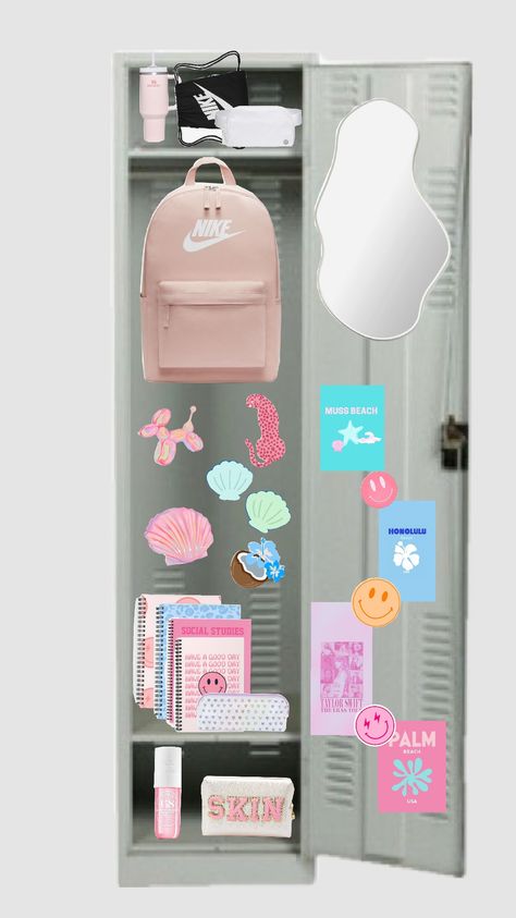 locker🩷 Locker Ideas For Girls 6th Grade, Preppy Locker Ideas, Preppy Studying, Girls Locker Ideas, Preppy Locker, Cute Locker Ideas, School Locker Organization, School Locker Decorations, Middle School Lockers