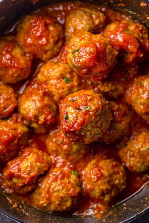 Sausage Meatballs Recipes, Italian Sausage Meatballs, Sausage Meatballs, Baker By Nature, Italian Sausage Recipes, Marinara Sauce Homemade, Mild Italian Sausage, Meatless Main Dishes, Homemade Meatballs