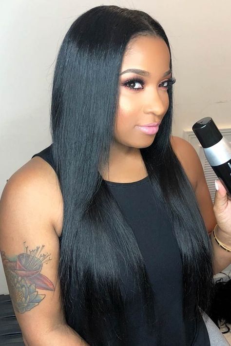 Seductive Straight Weave ❤️ If you are looking for the trendiest weave hairstyles, you should read this post till the end. You will get to know how you can sport weaves perfectly and learn some new ways of coloring them.   ❤️ See more: http://lovehairstyles.com/weave-hairstyles-ideas/ #weavehairstyles #naturalhairstyles #hairtype Sew In Hairstyles Middle Part, Hairstyles Middle Part, Wavy Bob Haircut, Trendy Braided Hairstyles, Hairstyles For Black Girls Kids, Grow Long Healthy Hair, Long Weave Hairstyles, Straight Weave, Straight Black Hair