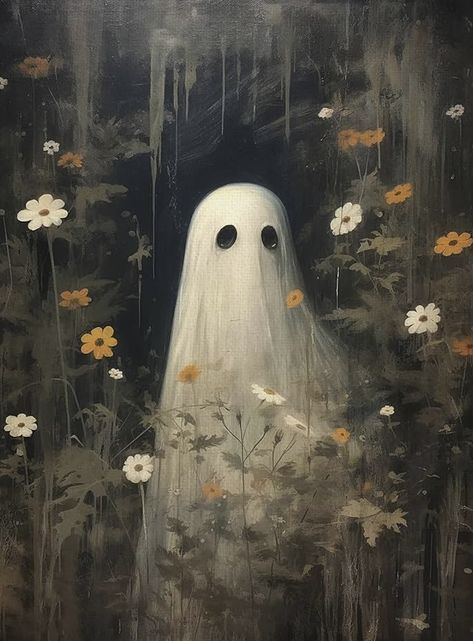 Christmas Ghost Wallpaper, Melancholy Wallpaper, Cute Ghost Aesthetic, Ghost Painting, Halloween Wallpaper Cute, Halloween Artwork, Dark Wallpaper Iphone, Dark Art Illustrations, Holiday Art