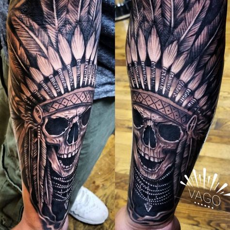 Apache Skull Tattoo, Apache Tattoo, Native Indian Tattoos, Indian Skull Tattoos, Aztec Tattoos Sleeve, Headdress Tattoo, Viking Warrior Tattoos, Tattoo Pierna, Kids Tattoo