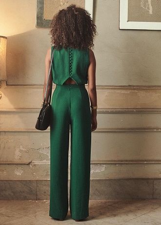 Work Jumpsuits For Women, Stylish Jumpsuits For Women, Outfit Elegantes, Rompers Womens Jumpsuit, Stylish Jumpsuit, Strapless Romper, Green Jumpsuit, Green Pants, Jumpsuit Fashion