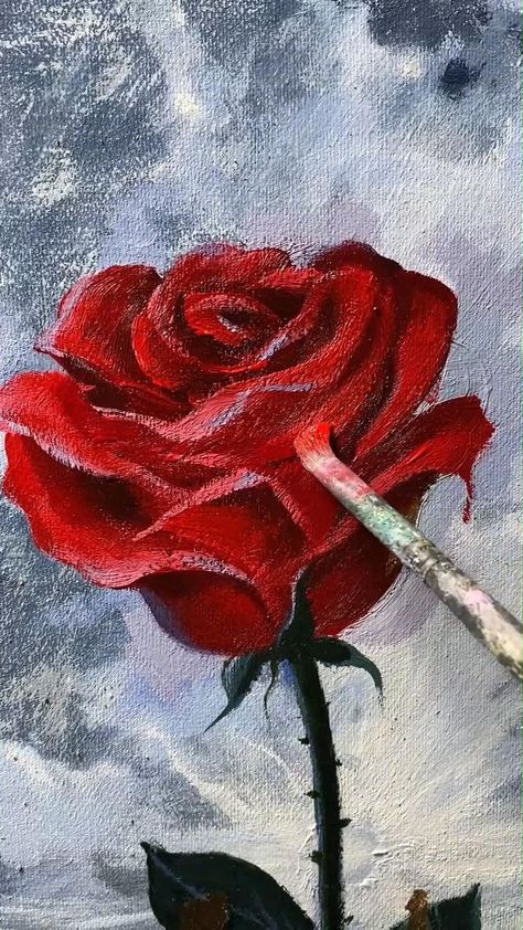 Painting On Canvas Simple, Paint For Canvas, Rose Painting Acrylic, Art Painting Diy, Portrait Acrylic Painting, Animal Canvas Paintings, Painting Water, Canvas Portrait, Flower Painting Canvas