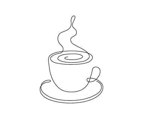 Continuous Line Drawing Simple, Line Drawing Simple, Coffee Cup Tattoo, Coffee Cup Drawing, Cafe Icon, Coffee Line, Grid Design Pattern, Mug Drawing, Cup Tattoo