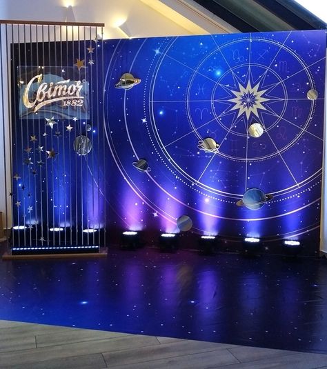 "Perfect addition to an outer space galaxy birthday party or school photo booth! Also can be used as wall decor or studio props for photoshoots! This design features a zodiac astrology constellation circle horoscope on deep blue sky background with shining stars. The backdrop is an important element of any dessert table or as a photo background because it really sets the tone for your theme. 𝐏𝐋𝐄𝐀𝐒𝐄 take a second to read the full product description. I want you to be fully aware of what you Cosmic Birthday, Outer Space Banner, Constellation Decor, Space Banner, Rocket Party, Outer Space Decorations, Zodiac Wheel, Photo Zone, Banner Printable