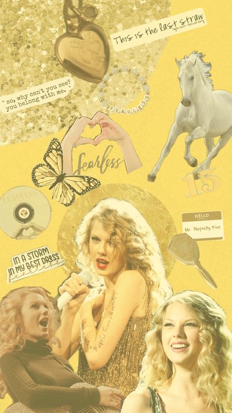 Fearless 💛 #taylorswift #fearless #fearlesstaylorsversion #fearlesstv Taylor Swift Fearless Aesthetic, Fearless Aesthetic, Taylors Version, Taylor Swift Fearless, Revenge, Taylor Swift, Swift, Collage, Pins