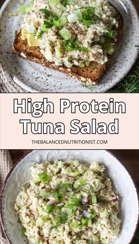 This high protein tuna salad recipe is perfect for a healthy lunch or meal prep. Enjoy this no mayo cottage cheese tuna salad in a sandwich or wrap. It's a high protein lunch that's healthy tuna salad and tuna salad without mayonnaise. Try this healthier tuna salad for a quick, tasty option without mayo! High Protein Tuna Salad, Cottage Cheese Tuna, Protein Tuna Salad, High Protein Tuna, Tuna Salad Without Mayo, Protein Cottage Cheese, Cottage Cheese Pasta, High Protein Lunch, High Protein Salads