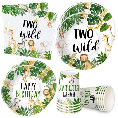 PRICES MAY VARY. 【Two Wild Birthday Party Decorations】Jungle party decorations dinnerware for 2nd birthday included 24pcs 9'' two wild plates, 24pcs 7'' wild animal plates, 24pcs paper napkins, 24pcs Jungle cups, for safari 2nd birthday party supplies 【Safari 2nd Birthday Decorations】This wild animal 2nd birthday party supplies will make you satisfied, two wild birthday party supplies are designed with cute elephants, giraffes, lions, zebras, and other animals, perfect for jungle 2nd birthday pa Wild Birthday Decorations, Four Ever Wild Birthday, Four Ever Wild, Safari Party Decorations, Birthday Plates, Jungle Animals Party, Jungle Party Decorations, Wild Birthday Party, Jungle Theme Parties