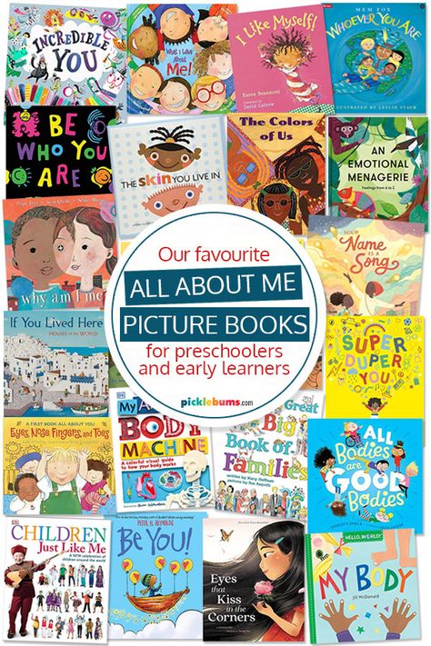 All About Me Books for Kids. - Picklebums Prek All About Me Theme, All About Me Read Alouds, All About Me Books For Preschool, All About Me Books For Toddlers, All About Me Books Preschool, All About Me Books Kindergarten, All About Me Preschool Theme Books, Preschool All About Me, 3s Preschool